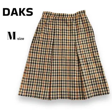 DAKS 닥스 울 플리츠 스커트 롱 스커트 체크 무늬 [ M ]