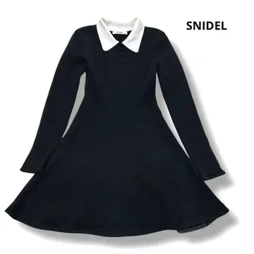 SNIDEL 니트 원피스 바이컬러 블랙 화이트