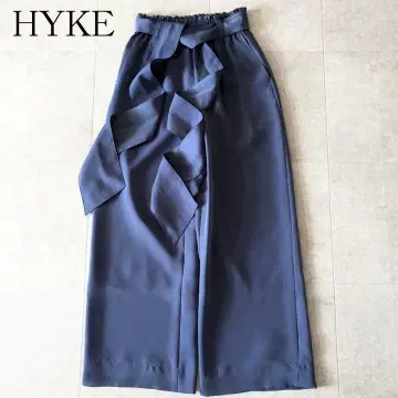 미사용급 HYKE 하이크 리본 벨트 와이드 팬츠 1 블루 계열