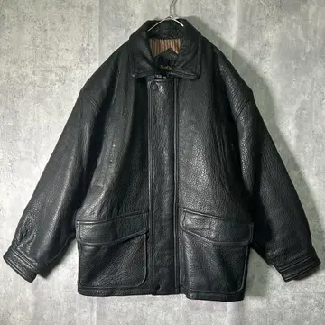 최상급 두툼한 양가죽 가죽 자켓 블랙 빈티지