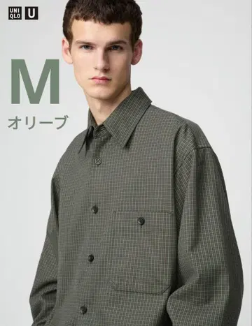 UNIQLO U 트윌 워크 오버사이즈 셔츠 올리브 M