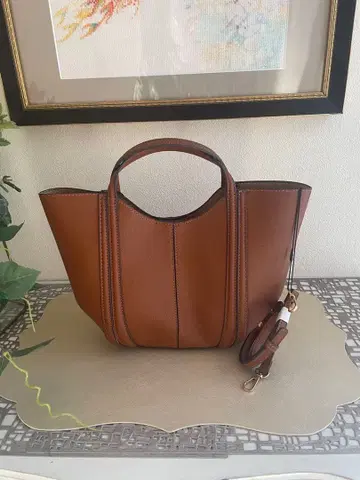 ZARA 브라운 토트백 탈부착 가능 스트랩 포함