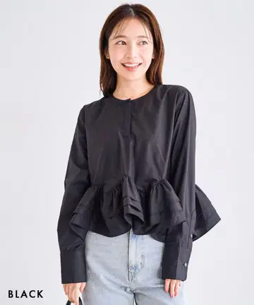 택 포함 새상품 Basement Online 티어드 프릴 블라우스