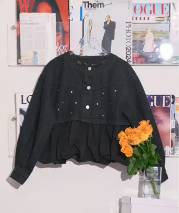 [ loin nuit ] heart denim peplum tops