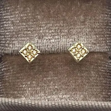스와로브스키 귀걸이 스퀘어 사각 파베 스터드 골드 톤
