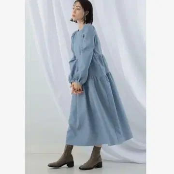 RayBEAMS 후쿠레 자카드 퍼프 롱 슬리브 원피스 사이즈 1