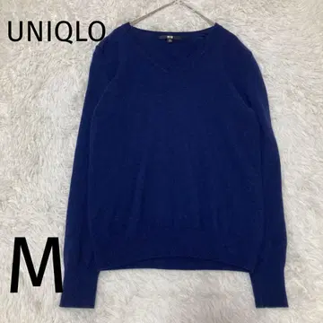 UNIQLO 캐시미어 100% 긴팔 니트 스웨터 V넥 네이비 M