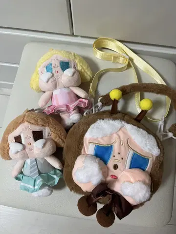 미사용 새상품 울먹이는 얼굴 봉제 인형 참 미니 숄더백 3종 세트