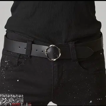 NO ID. 심플 블랙 벨트 원형 버클