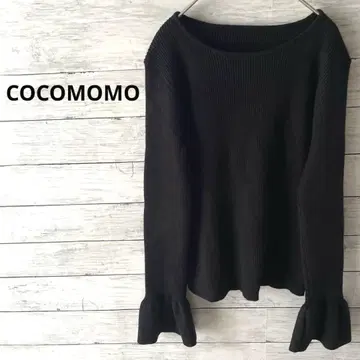 [ COCO MOMO ] 니트 스웨터 플레어 블랙 멋진 오피스