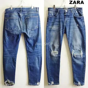 ZARA MAN 스키니 테이퍼드 데님 W86cm 스트레치 남색
