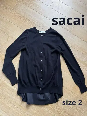 sacai 블랙 긴팔 레이스 가디건 사카이 사이즈 2