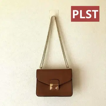 PLST 플라스테 체인백 브라운 골드 금장 장식 가을 겨울 패션