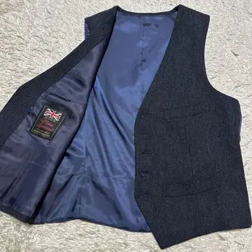 블레이저스뱅크 고급 원단 MOON 트위드 베스트 베스트 네이비 S 사이즈
