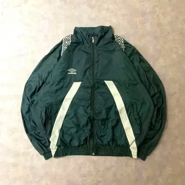 90s 구제 의류 UMBRO 나일론 자켓 테이프 풀 집업 그린 DB294