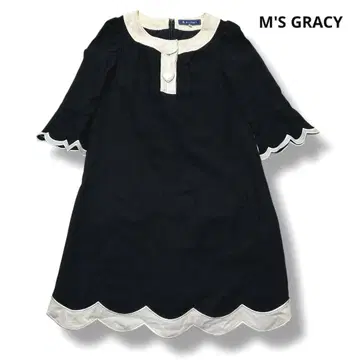 M'S GRACY 원피스 바이컬러 블랙 화이트 하트 버튼