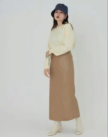 Tina:jojun 가죽 머메이드 스커트 브라운