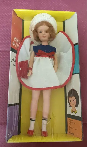 Betsy McCall 베츠이 맥콜 인형 화이트와 파랑 드레스 1963