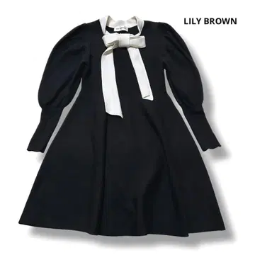 LILY BROWN 보타이 원피스 바이컬러 블랙 화이트