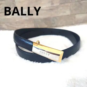 BALLY 골드 x 실버 버클 가죽 벨트