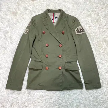 이탈리아제 더블 브레스트 자켓 와펜 싸개 단추 올리브 그린