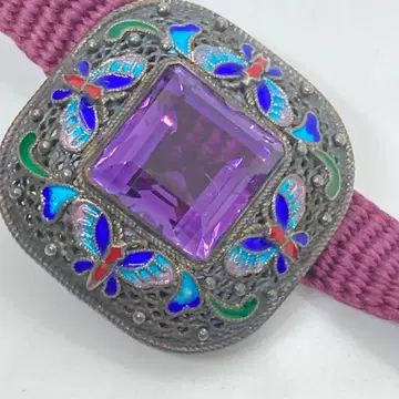 101006 대형 스퀘어 자수정 대유선 칠보 나비 오비 고정 띠