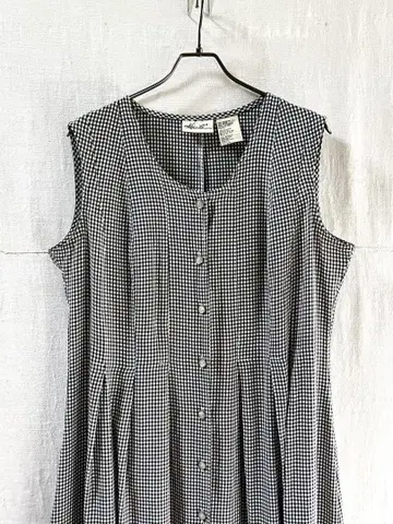 90s 빈티지 usa 깅엄 체크 롱 원피스