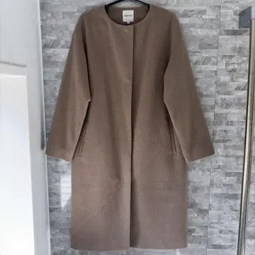 인디비 INDIVI 캐시미어 혼방 노카라 롱 코트 코트 M