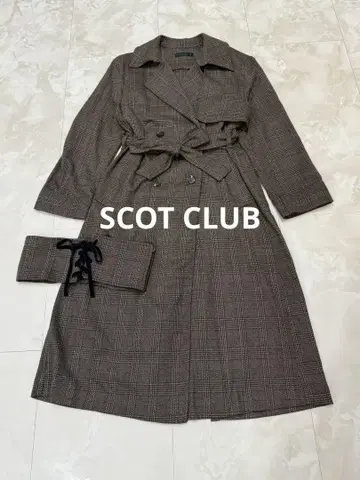SCOT CLUB 스콧 클럽 체크 트렌치코트 벨트 포함
