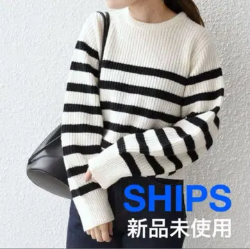 [ 미사용 새상품 ] SHIPS 볼륨 슬리브 보더 니트