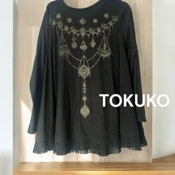 TOKUKO 긴팔 튜닉 A라인 모던 체형 커버 플리