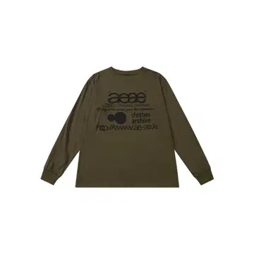 aeae 올리브색 그래픽 긴팔 티셔츠