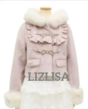 LIZLISA 비쥬 리본 숏 후드 코트 핑크 리즈리사
