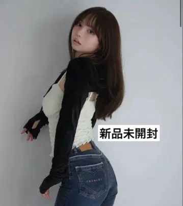 andmary Mei shirring tops black