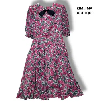 KIMIJIMA BOUTIQUE 꽃무늬 원피스 리본 어깨 패드