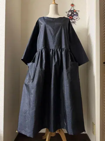 본고장 오시마 명주 롱 원피스 증지 하자 있음