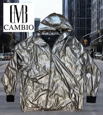 CAMBIO 메탈릭 블루종 M 사이즈 표기 마운틴 후드티 실버