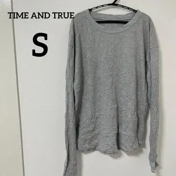 TIME AND TRUE [ S ] 그레이 긴팔 와플 소재 티셔츠 남성용