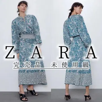 10 미사용급 ZARA 자라 완판템 자카드 니트 원피스 터콰이즈