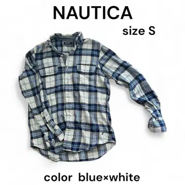 NAUTICA 플란넬 셔츠 S 남성용 캐주얼 기모 소재 블루 계열