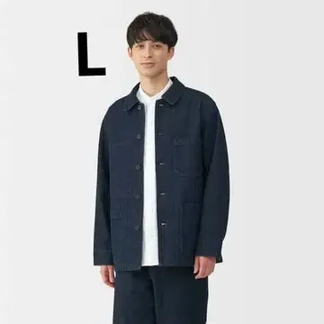 무인양품 나무 열매에서 만든 카포크 혼방 데님 커버올 L 다크 네이비