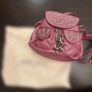 지미추 보라색 가죽 백팩 스타 스터드 장식