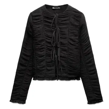 새상품 Zara 드레이프 리본 셔츠