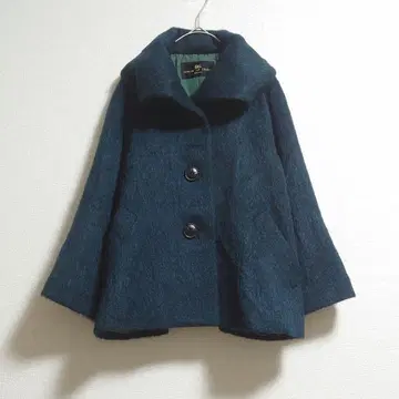 e 모헤어 알파카 숏코트 터콰이즈 레트로 빈티지풍 청록색