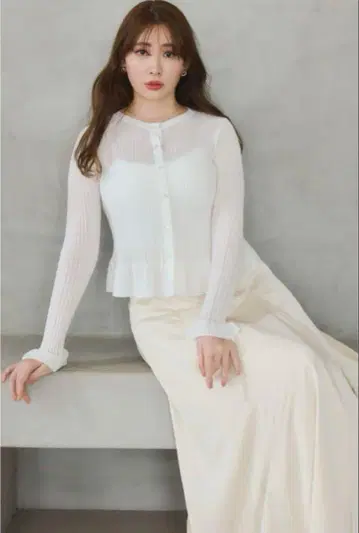 herlipto Frill Knit Cardigan white