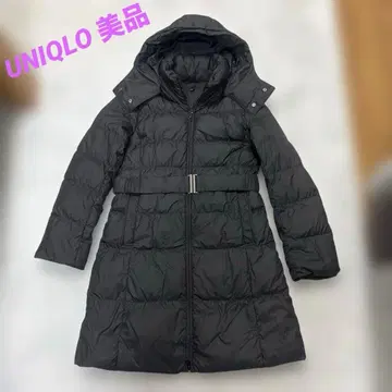 새상품급 UNIQLO 유니클로 다운 80% A라인 코트 벨트 포함 블랙