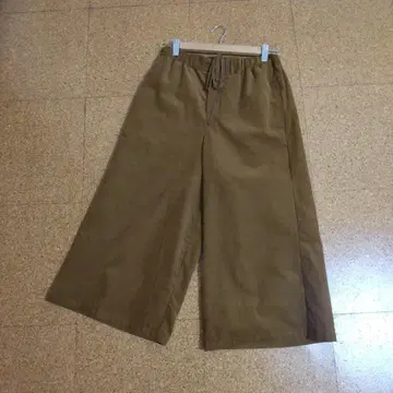 브라운 와이드 팬츠 허리밴딩