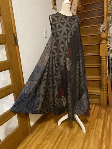 기모노 리메이크 진흙 오시마 명주 텐트 라인 원피스