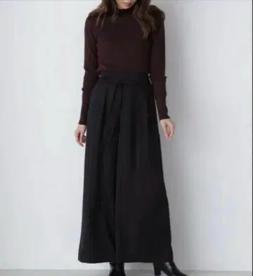 내추럴 뷰티 베이직 내로우 리본 이지 와이드 팬츠 블랙 M 사이즈