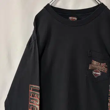 USA 할리데이비슨 롱T셔츠 L 사이즈 블랙 프린트 로고